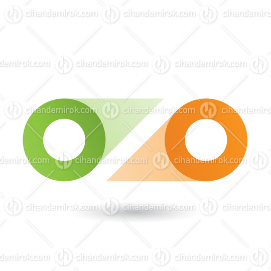 Green and Orange Double Letter O Vector Illustration