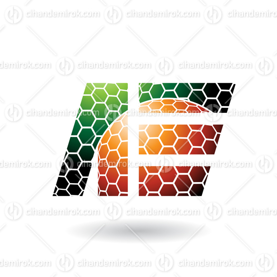 Green and Orange Dual Letters of A and E with Honeycomb Pattern 