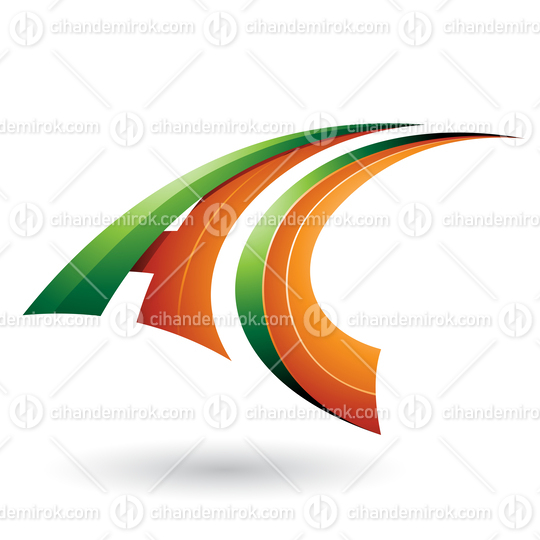 Green and Orange Dynamic Flying Letter A and C Vector Illustration