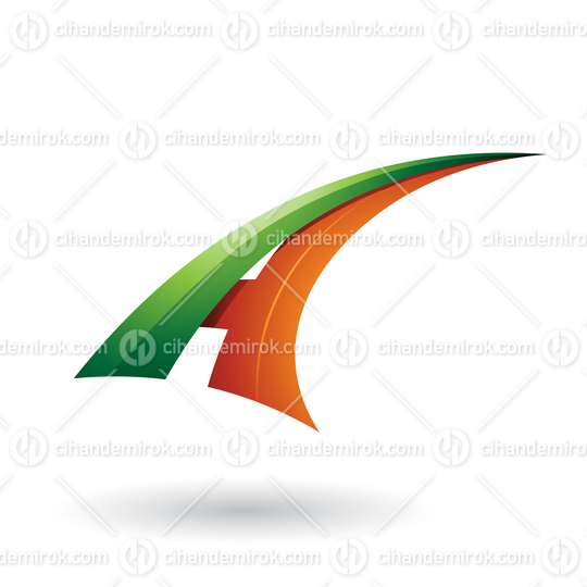 Green and Orange Dynamic Flying Letter A Vector Illustration