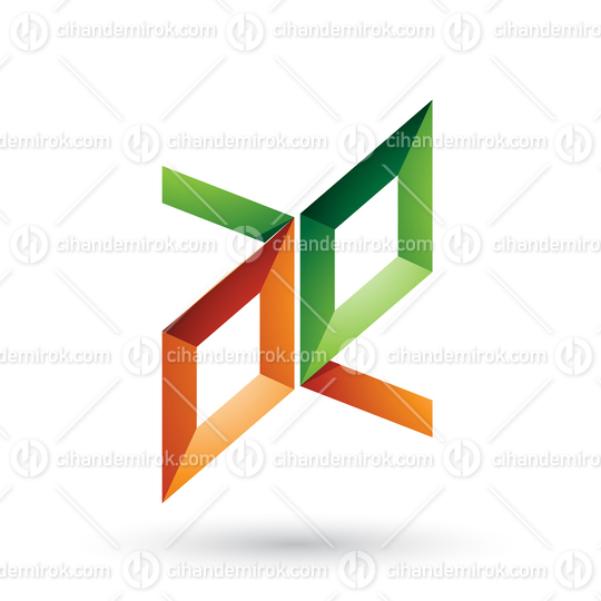 Green and Orange Frame Like Letters of A and E Vector Illustration