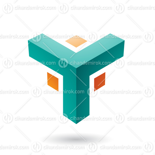 Green and Orange Futuristic Corner Shape Vector Illustration