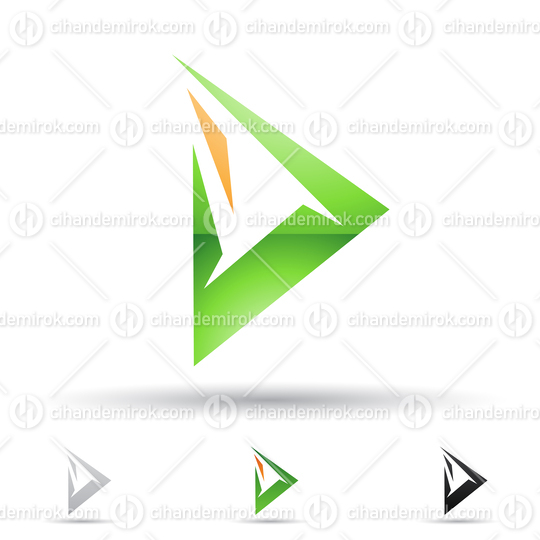 Green and Orange Glossy Abstract Logo Icon of Triangular Letter D