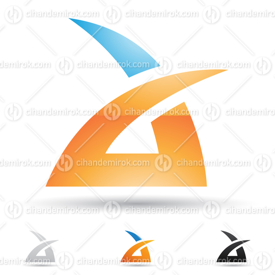 Green and Orange Glossy Abstract Spiky Logo Icon of Letter A