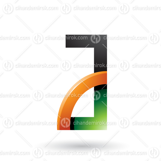 Green and Orange Letter A with a Glossy Quarter Circle