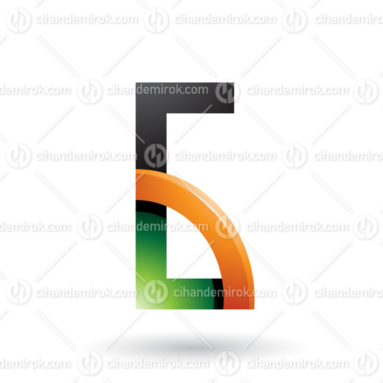Green and Orange Letter G with a Glossy Quarter Circle