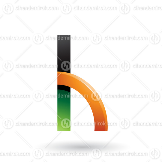 Green and Orange Letter H with a Glossy Quarter Circle