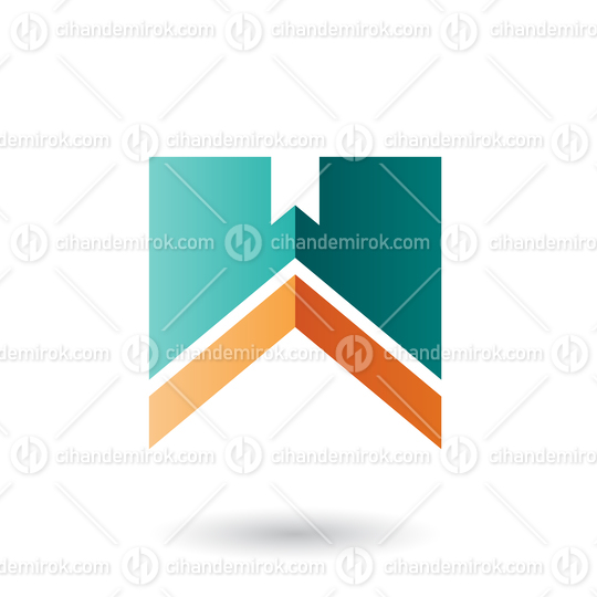Green and Orange Letter W with a Thick Stripe Vector Illustration