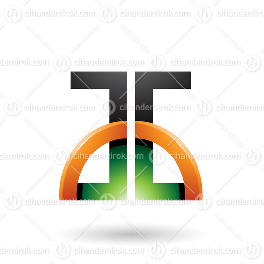 Green and Orange Letters A and G with a Glossy Half Circle