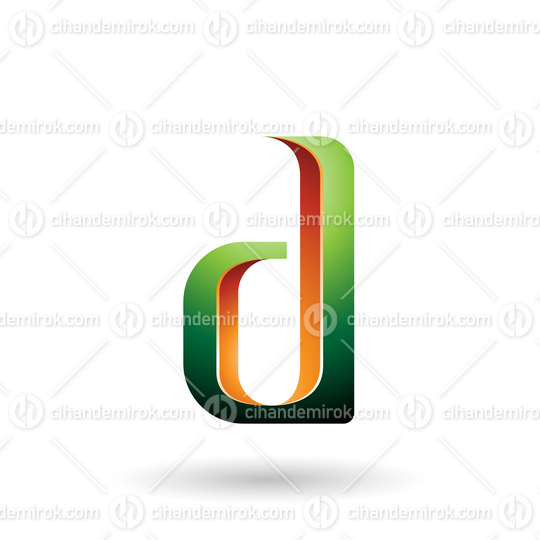 Green and Orange Shaded Letter D Vector Illustration