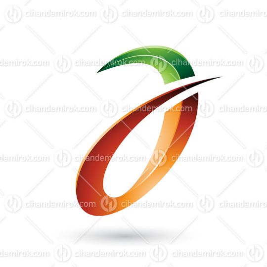 Green and Orange Spiky and Glossy Letter A Vector Illustration