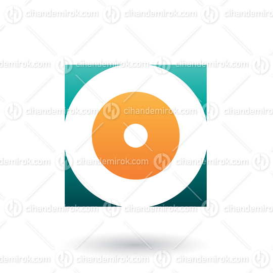 Green and Orange Square Icon of a Thick Letter O Vector Illustration