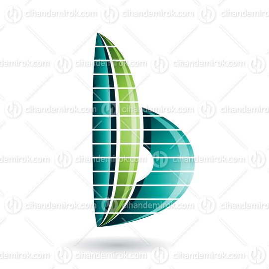 Green and Persian Green Abstract Striped Skyscraper Shaped Letter B Icon