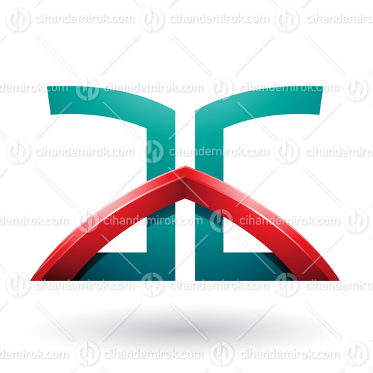 Green and Red Bridged Letters of A and G Vector Illustration