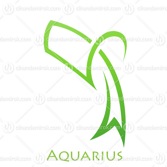 Green Aquarius Zodiac Star Sign with Simplistic Lines