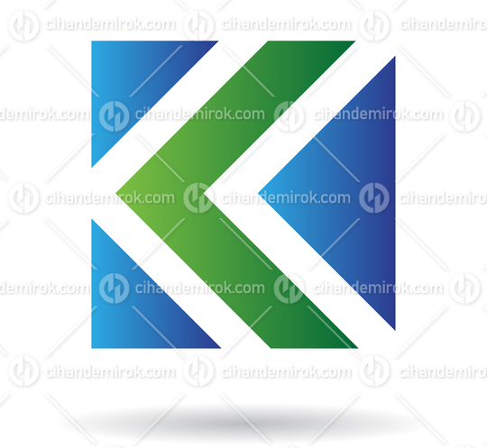 Green Arrow in a Blue Square Logo Icon