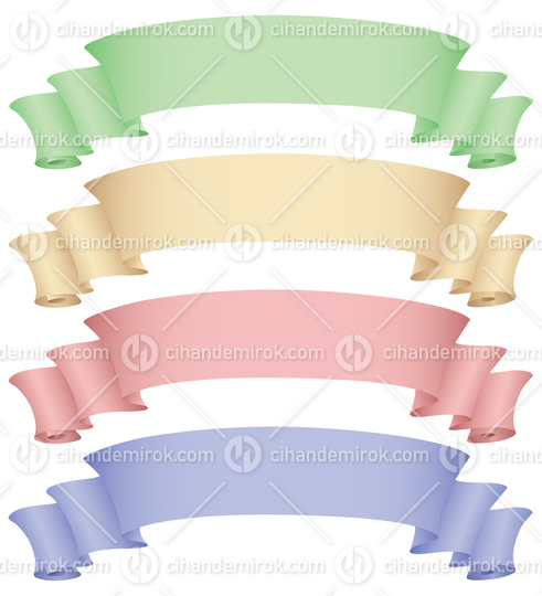 Green Beige Pink and Blue Scroll Banners