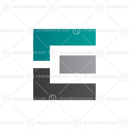 Green Black and Grey Rectangular Letter E Icon