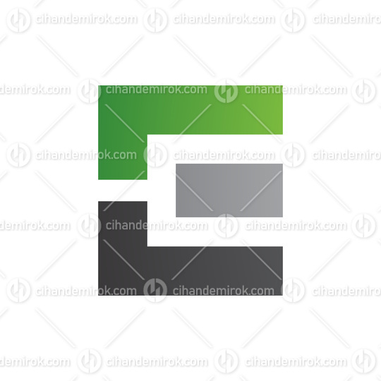 Green Black and Grey Rectangular Letter E Icon