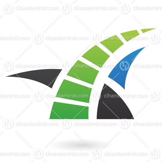 Green Blue and Black Abstract Grass Like Logo Icon