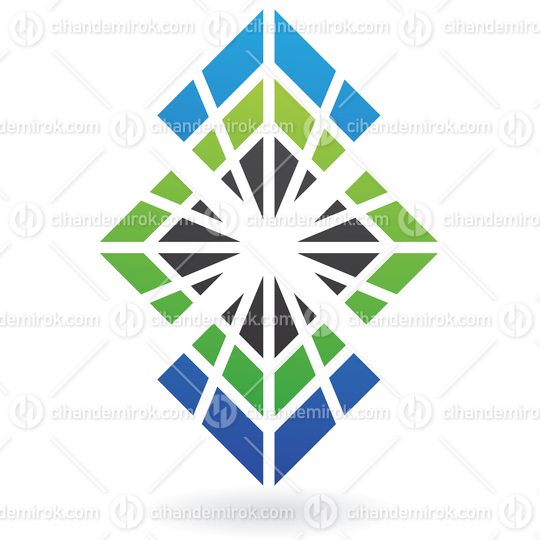 Green Blue and Black Square Abstract Spider Web Logo Icon