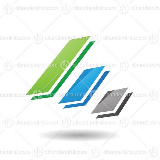 Green Blue and Grey Layered Diagonal Bars Icon