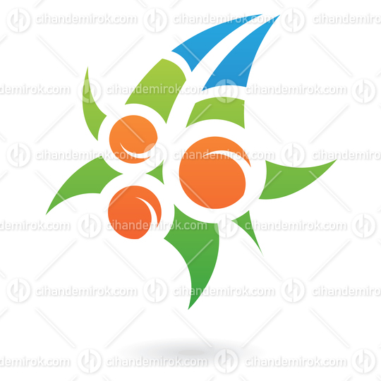 Green Blue and Orange Plant Like Abstract Logo Icon