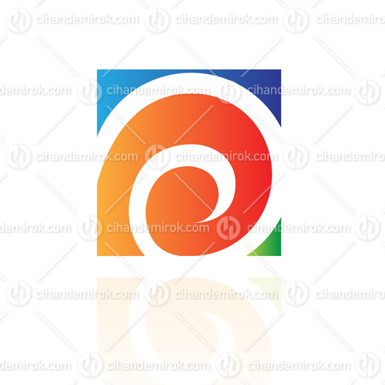 Green Blue and Orange Swirly Square Logo Icon