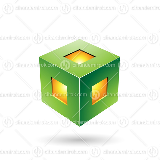 Green Bold Lantern Cube Vector Illustration