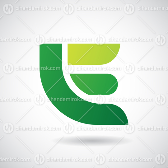 Green Bold Thick Round Logo Icon of Letter E