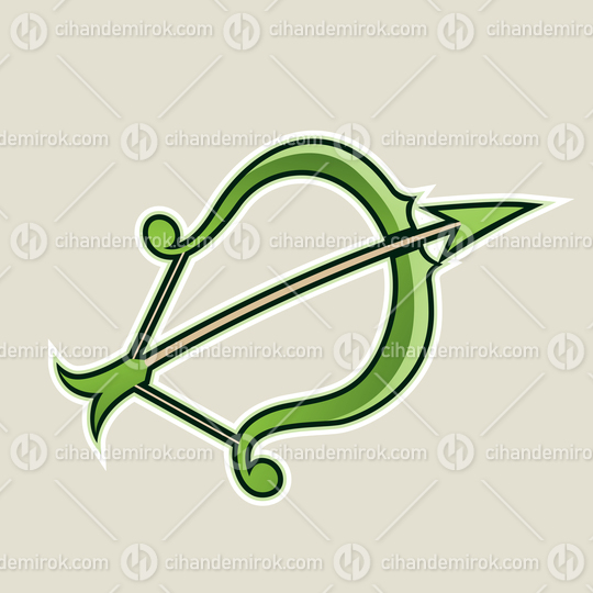 Green Bow and Arrow Cartoon Icon Vector Illustration