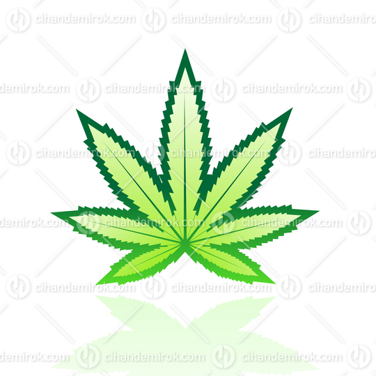 Green Cannabis Leaf with Outlines