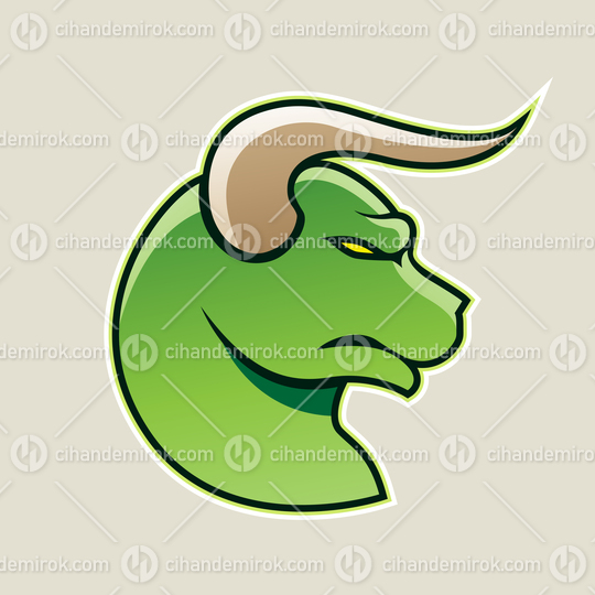 Green Cartoon Bull Icon Vector Illustration