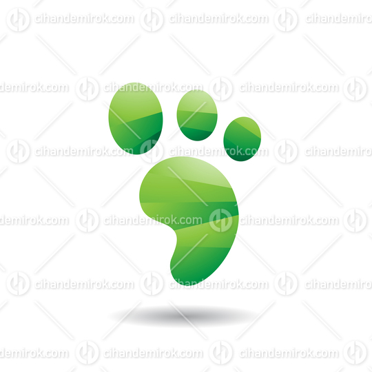 Green Cartoon Footprint Icon with a Shadow