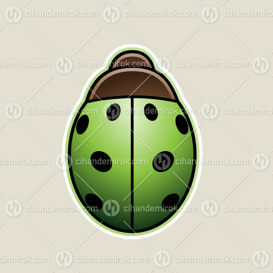 Green Cartoon Ladybug Icon Vector Illustration