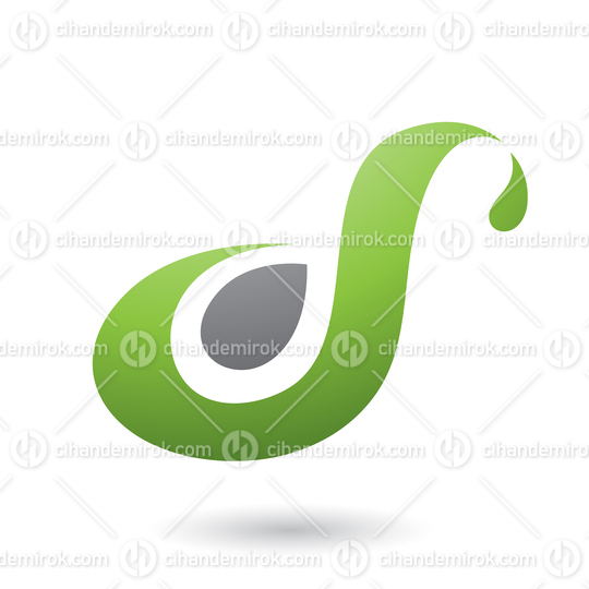Green Curvy Fun Letter D or S Vector Illustration