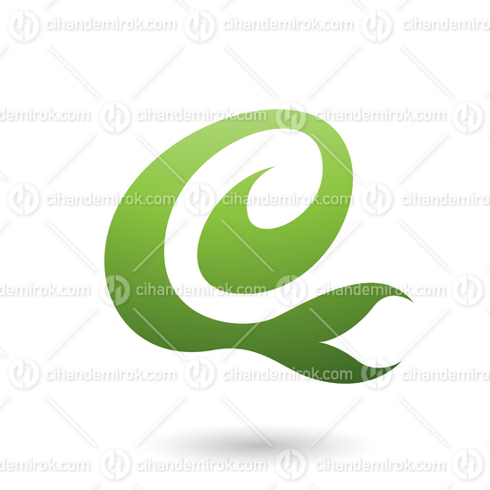 Green Curvy Fun Letter E Vector Illustration