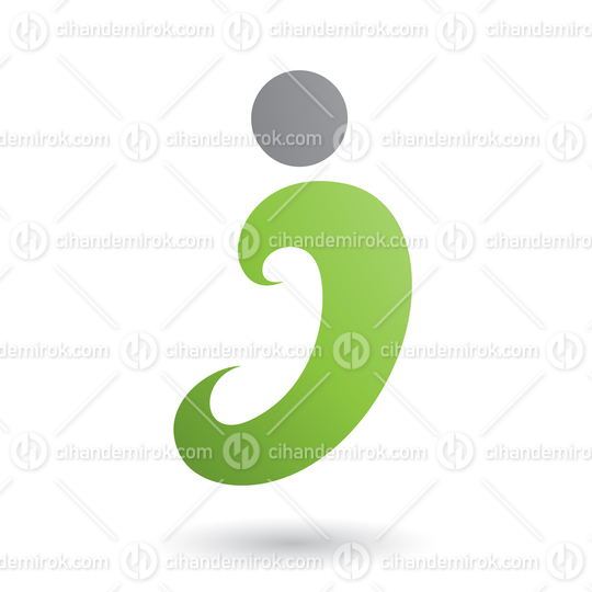 Green Curvy Fun Letter I Vector Illustration