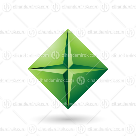 Green Diamond Icon with a Star Shape Vector Illustration