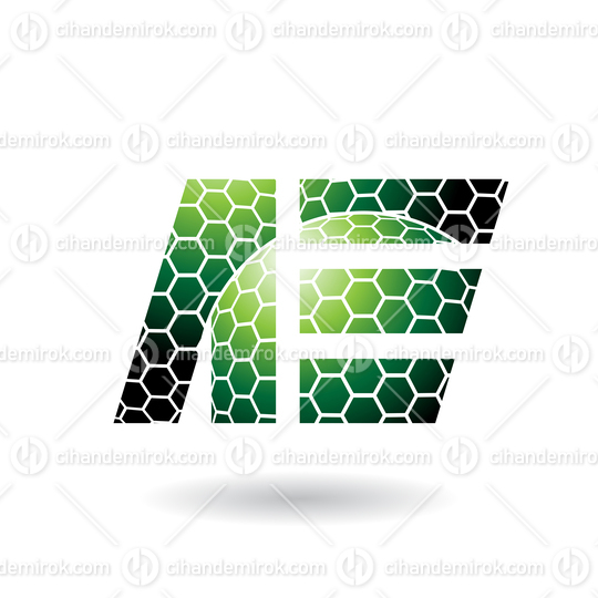 Green Dual Letters of A and E with Honeycomb Pattern