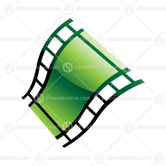 Green Film Reel on a White Background