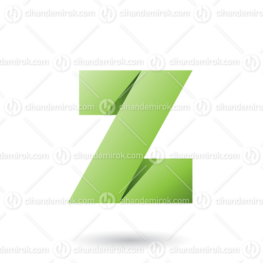 Green Folded Paper Letter Z Vector Illustration