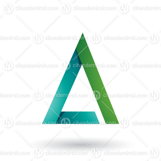 Green Folded Triangle Letter A Vector Illustration