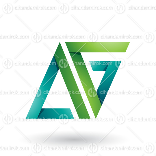 Green Folded Triangle Letters A and G Vector Illustration
