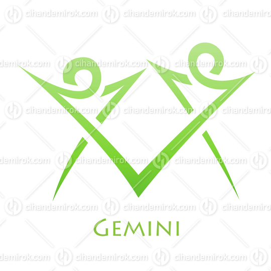 Green Gemini Zodiac Star Sign with Simplistic Lines