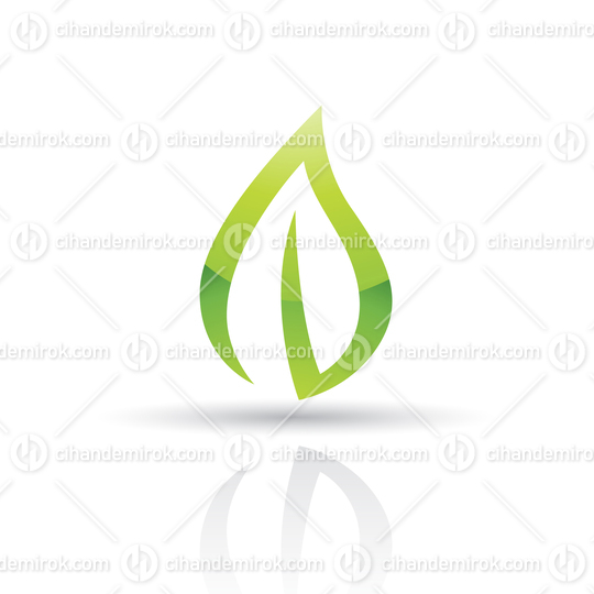 Green Glossy Abstract Leaf Logo Icon