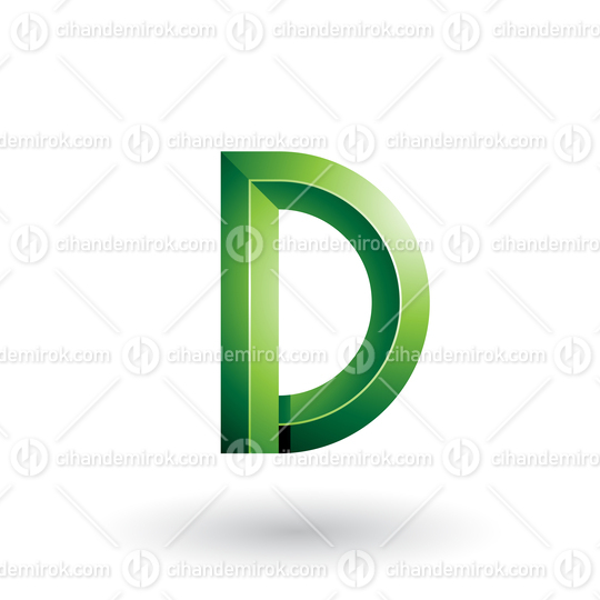 Green Glossy and Bold 3d Geometrical Letter D Vector Illustration