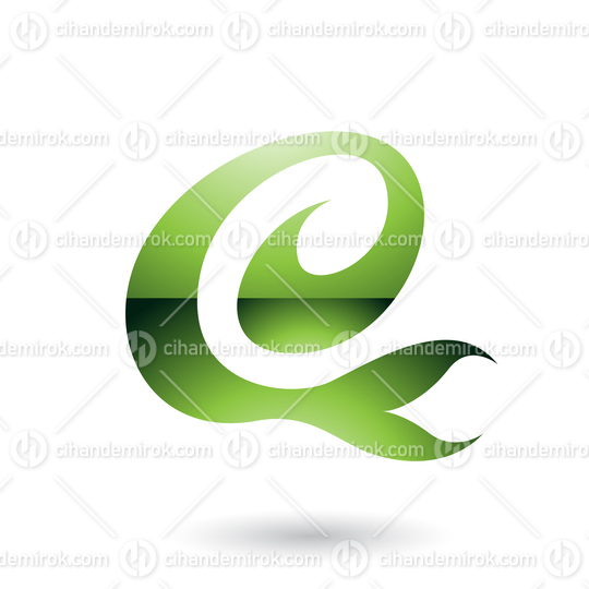 Green Glossy Curvy Fun Letter E Vector Illustration