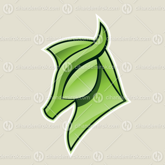 Green Glossy Horse Head Icon Vector Illustration