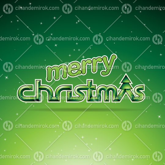 Green Glossy Merry Christmas Text Design Vector Illustration